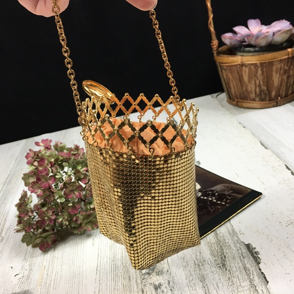 Vintage Gold Mesh Gate Top Purse Whiting & Davis - Picture 4 of 8